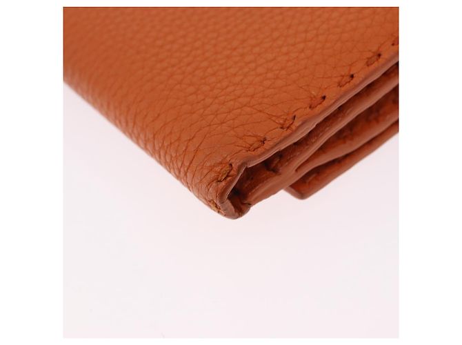 Portafoglio FENDI Celeria in pelle arancione argento Auth 194243A - vista 16