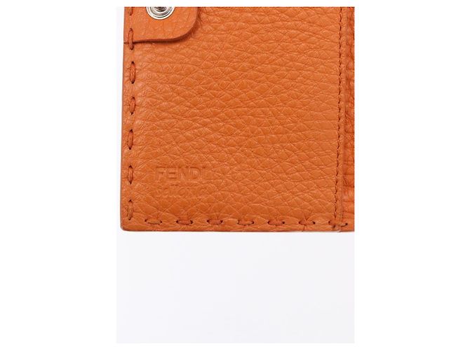 Portafoglio FENDI Celeria in pelle arancione argento Auth 194243A - vista 18