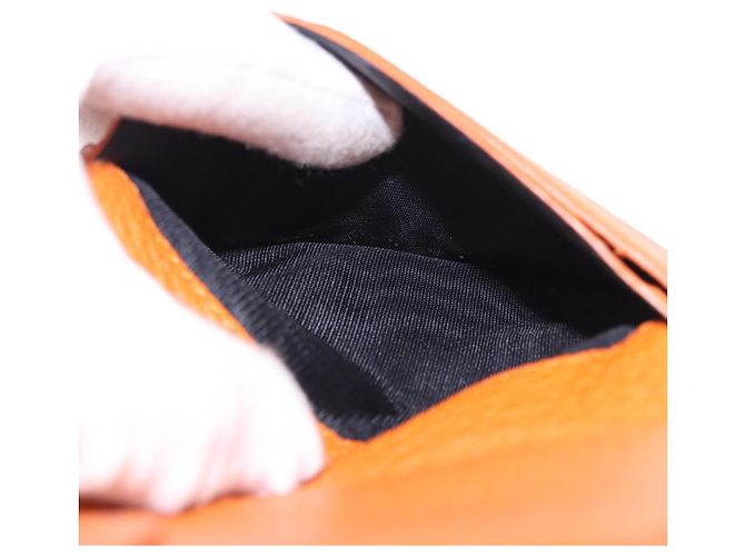 Portafoglio FENDI Celeria in pelle arancione argento Auth 194243A - vista 21