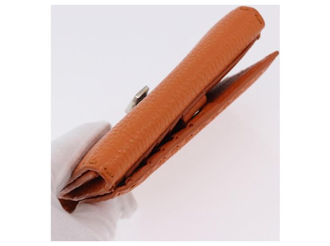 Portafoglio FENDI Celeria in pelle arancione argento Auth 194243A - vista 5