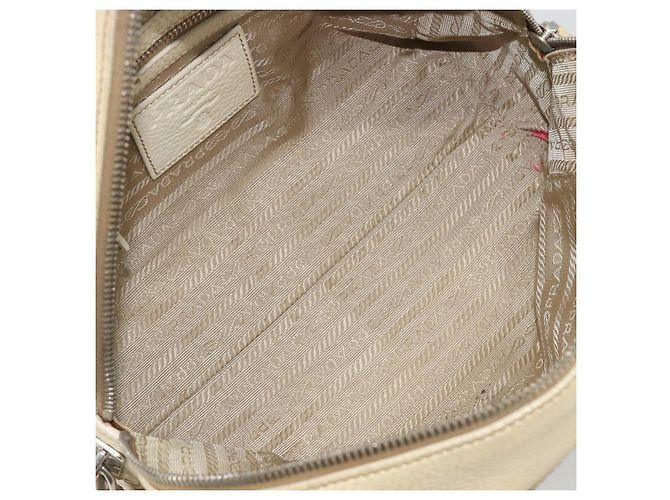 Borsa a mano PRADA in pelle Ivory Silver Auth 195183 Argento Crudo - vista 10