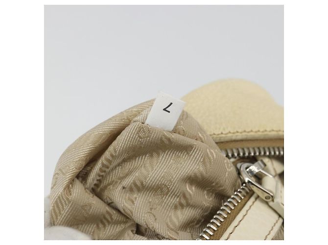 Borsa a mano PRADA in pelle Ivory Silver Auth 195183 Argento Crudo - vista 12