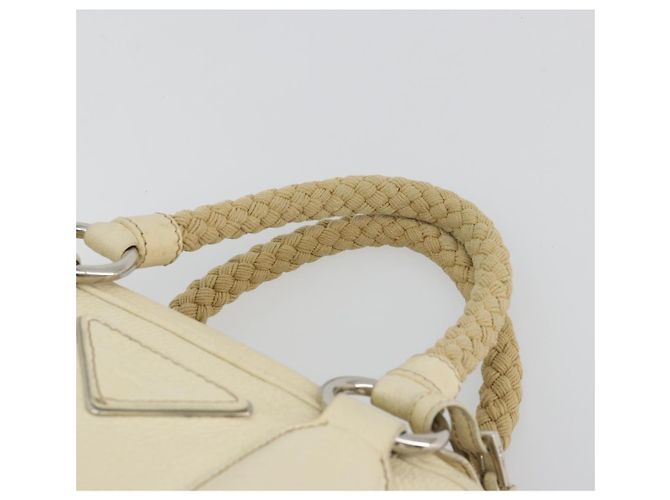 Borsa a mano PRADA in pelle Ivory Silver Auth 195183 Argento Crudo - vista 14