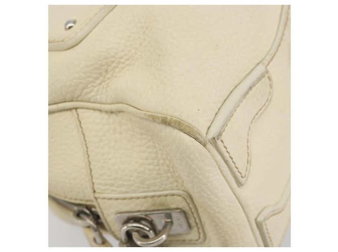 Borsa a mano PRADA in pelle Ivory Silver Auth 195183 Argento Crudo - vista 15