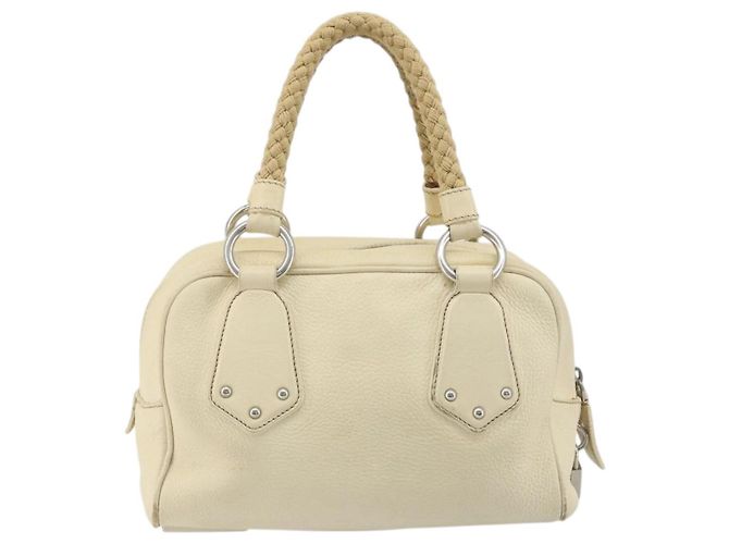 Borsa a mano PRADA in pelle Ivory Silver Auth 195183 Argento Crudo - vista 2