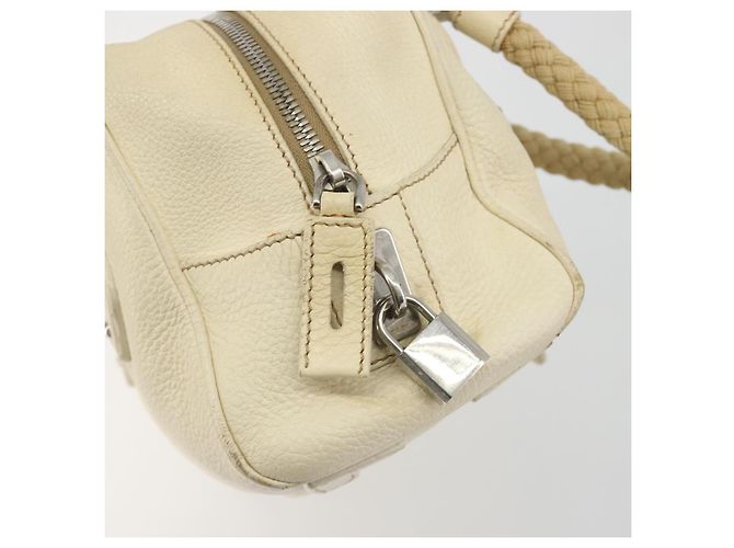 Borsa a mano PRADA in pelle Ivory Silver Auth 195183 Argento Crudo - vista 21