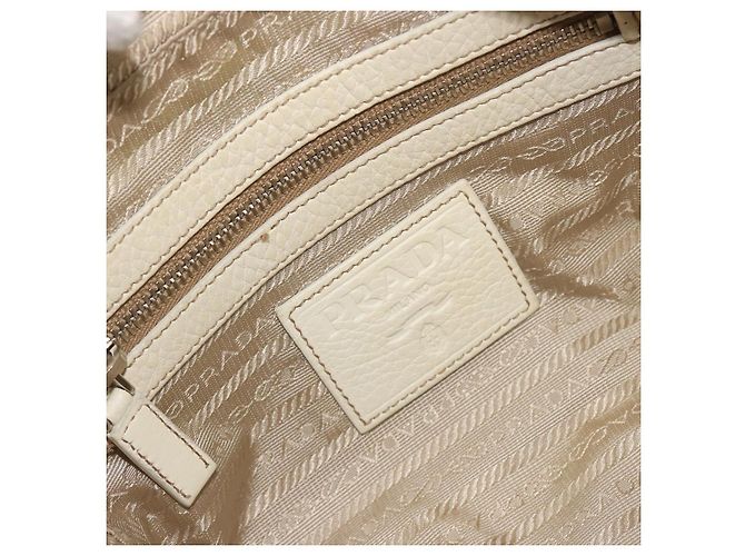 Borsa a mano PRADA in pelle Ivory Silver Auth 195183 Argento Crudo - vista 22