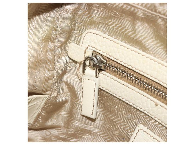 Borsa a mano PRADA in pelle Ivory Silver Auth 195183 Argento Crudo - vista 25