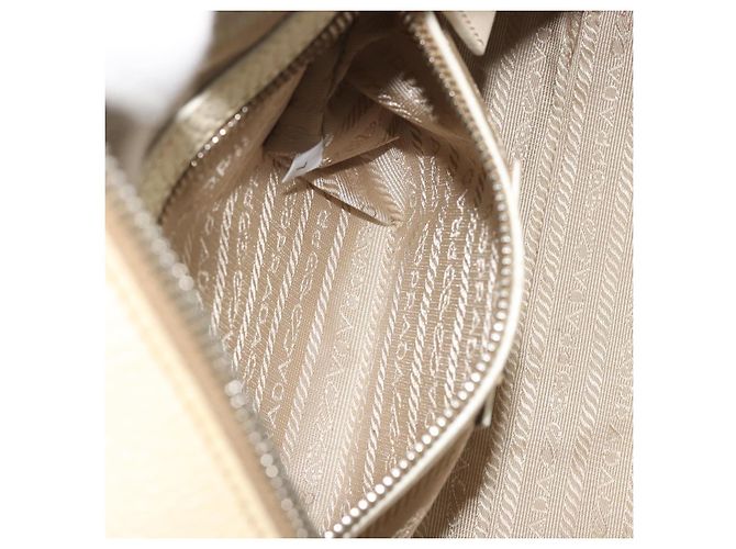 Borsa a mano PRADA in pelle Ivory Silver Auth 195183 Argento Crudo - vista 26