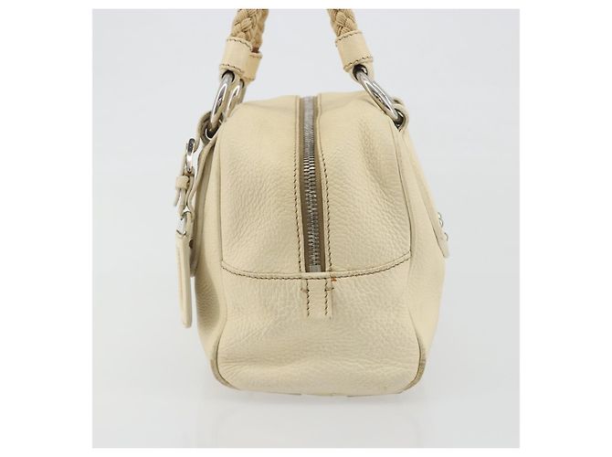 Borsa a mano PRADA in pelle Ivory Silver Auth 195183 Argento Crudo - vista 3