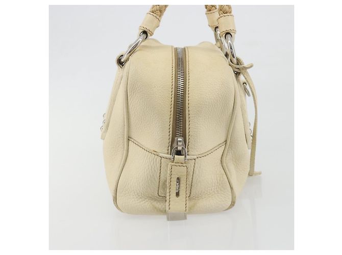 Borsa a mano PRADA in pelle Ivory Silver Auth 195183 Argento Crudo - vista 4