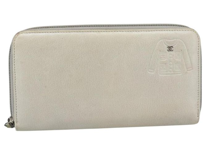 Cartera larga CHANEL de piel Ivory Silver CC Auth bs36634 Plata Crudo - vista 13