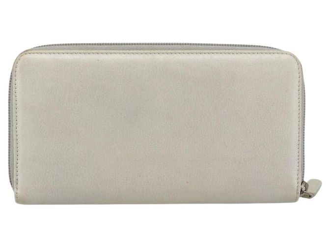 Cartera larga CHANEL de piel Ivory Silver CC Auth bs36634 Plata Crudo - vista 2
