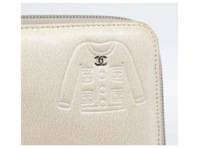 Cartera larga CHANEL de piel Ivory Silver CC Auth bs36634 Plata Crudo - vista 8
