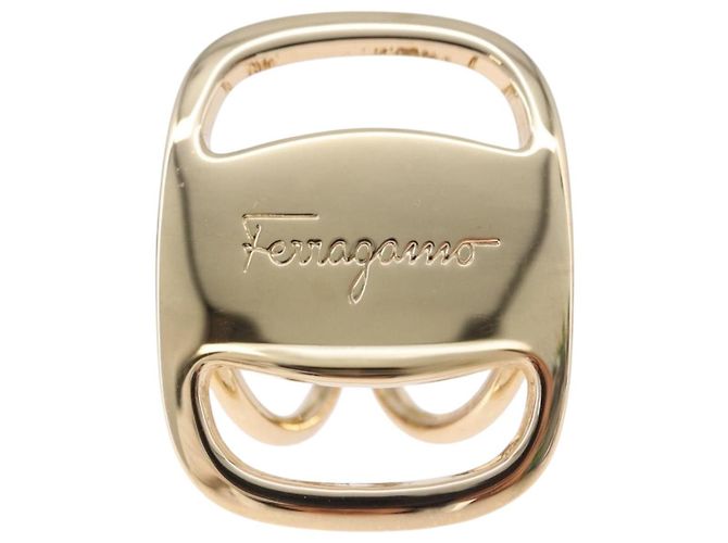 Salvatore Ferragamo Vala Schalring Metall Gold-Ton Auth BA14744A - Ansicht 2