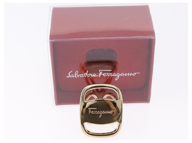 Salvatore Ferragamo Vala Schalring Metall Gold-Ton Auth BA14744A - Ansicht 8