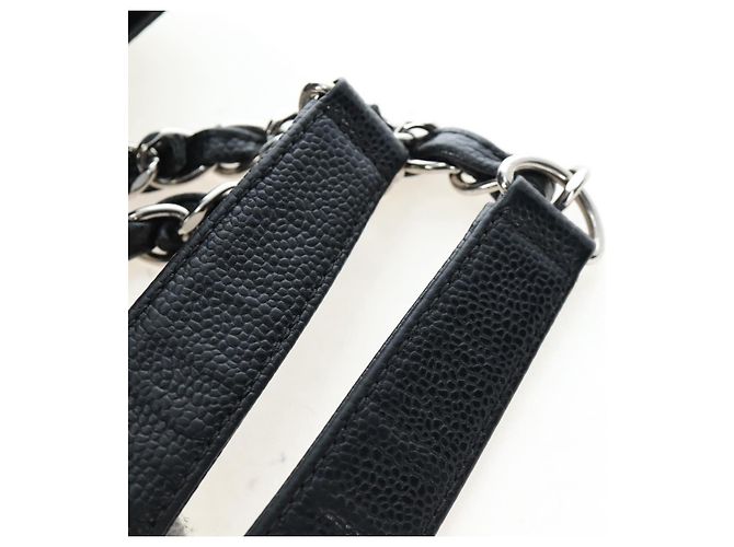 Bolsa CHANEL Matelasse COCO Mark Chain Bag Caviar Skin Black Silver CC Auth ep15633V Preto Prata - vista 9