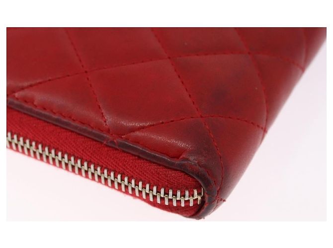 Portafoglio lungo CHANEL Matelasse Camelia in pelle d'agnello rosso e oro CC Auth bs36502 D'oro - vista 15