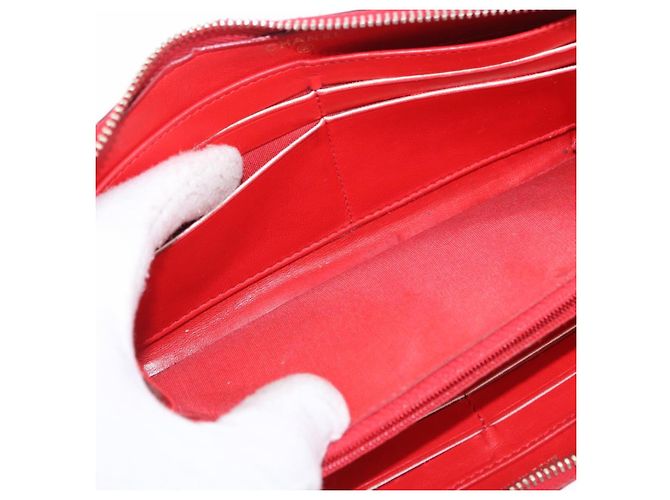 Portafoglio lungo CHANEL Matelasse Camelia in pelle d'agnello rosso e oro CC Auth bs36502 D'oro - vista 19