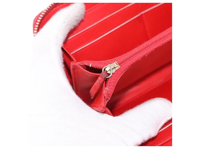 Portafoglio lungo CHANEL Matelasse Camelia in pelle d'agnello rosso e oro CC Auth bs36502 D'oro - vista 22
