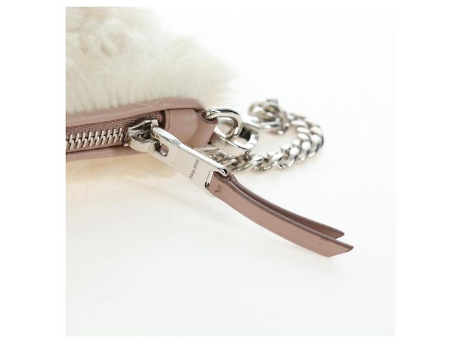 Bolso de hombro con cadena Miu Miu de piel Pink Silver Auth 194738V Plata Rosa - vista 10