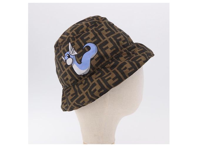 FENDI x FRGMT x POKEMON Bucket Hat Dratini Nylon Brown Blue Auth 167450SM Braun Blau - Ansicht 4