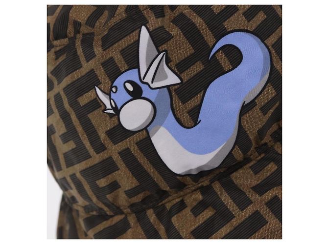 FENDI x FRGMT x POKEMON Bucket Hat Dratini Nylon Brown Blue Auth 167450SM Braun Blau - Ansicht 5
