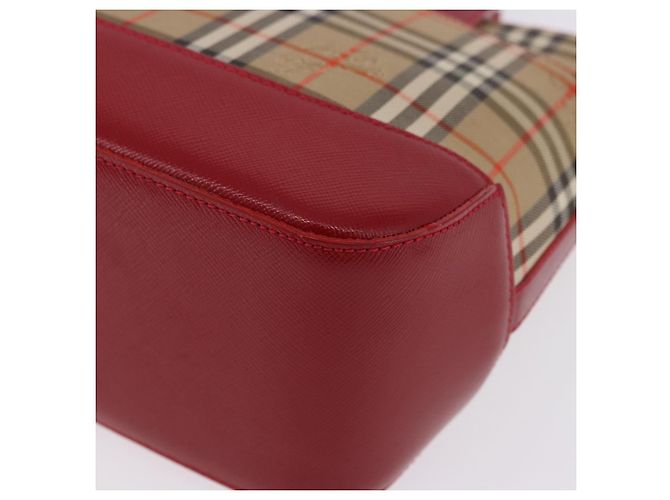 Sac à main BURBERRY Nova Check Canvas Beige Red Auth ka5507 Rouge - vue 10