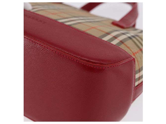 Sac à main BURBERRY Nova Check Canvas Beige Red Auth ka5507 Rouge - vue 15