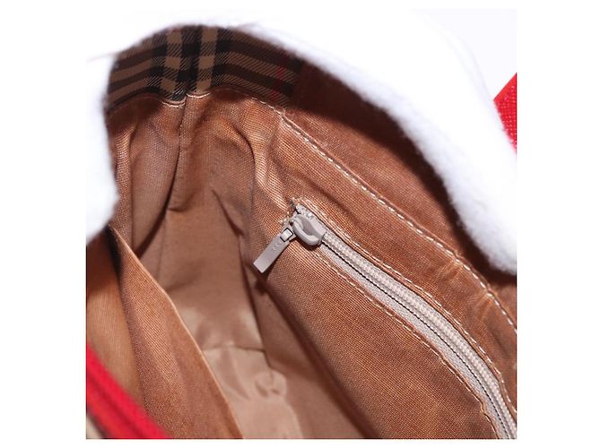 Sac à main BURBERRY Nova Check Canvas Beige Red Auth ka5507 Rouge - vue 19