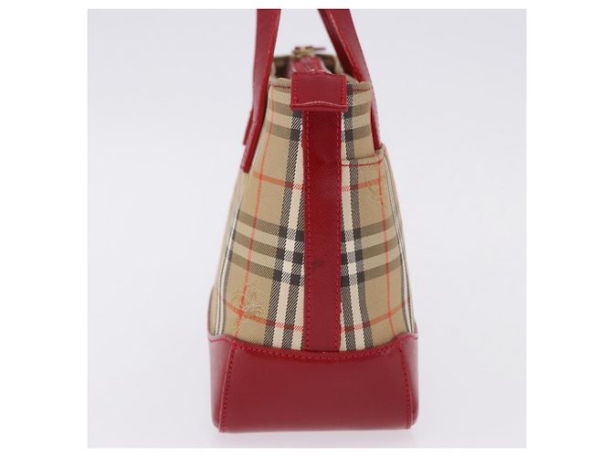 Sac à main BURBERRY Nova Check Canvas Beige Red Auth ka5507 Rouge - vue 3