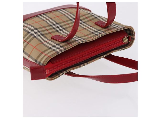 Sac à main BURBERRY Nova Check Canvas Beige Red Auth ka5507 Rouge - vue 7