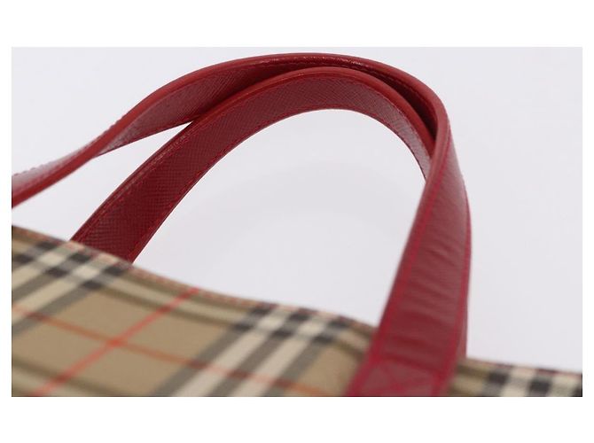 Sac à main BURBERRY Nova Check Canvas Beige Red Auth ka5507 Rouge - vue 9