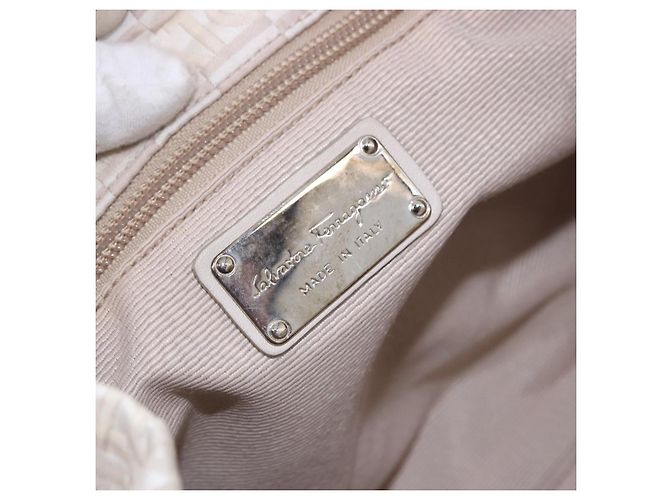 Borsa Salvatore Ferragamo Jacquard Ivory Silver Auth BA14190A Argento Crudo - vista 17