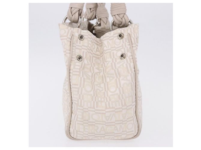 Borsa Salvatore Ferragamo Jacquard Ivory Silver Auth BA14190A Argento Crudo - vista 3