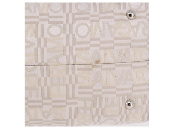 Borsa Salvatore Ferragamo Jacquard Ivory Silver Auth BA14190A Argento Crudo - vista 6