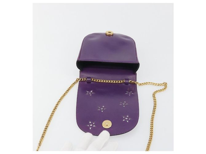 Céline Borsa a tracolla CELINE Star Ball Chain in pelle Viola Oro Auth 193407V D'oro Porpora - vista 10