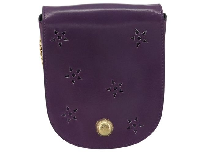 Céline Borsa a tracolla CELINE Star Ball Chain in pelle Viola Oro Auth 193407V D'oro Porpora - vista 13
