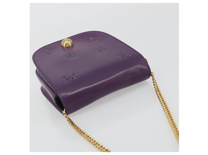 Céline Borsa a tracolla CELINE Star Ball Chain in pelle Viola Oro Auth 193407V D'oro Porpora - vista 6