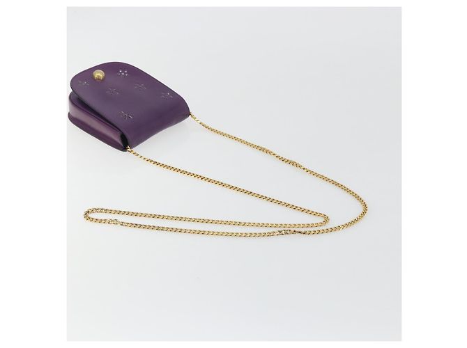 Céline Borsa a tracolla CELINE Star Ball Chain in pelle Viola Oro Auth 193407V D'oro Porpora - vista 7