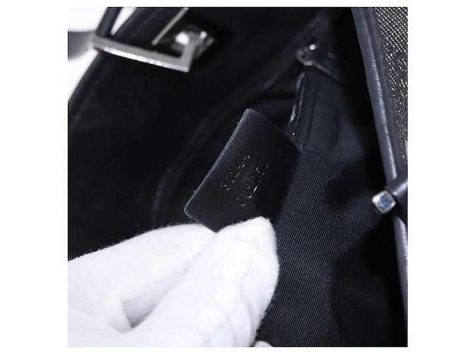 Saco Tote GUCCI GG Canvas Preto Prata 31244 Auth 192522 - vista 12