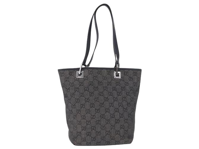Saco Tote GUCCI GG Canvas Preto Prata 31244 Auth 192522 - vista 13