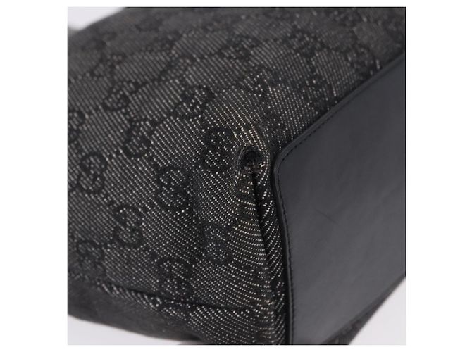 Saco Tote GUCCI GG Canvas Preto Prata 31244 Auth 192522 - vista 15