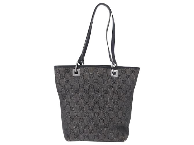 Saco Tote GUCCI GG Canvas Preto Prata 31244 Auth 192522 - vista 2