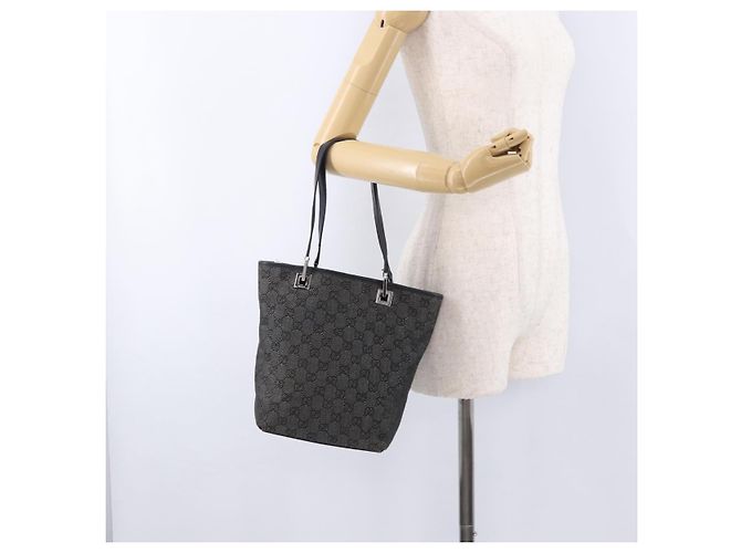 Saco Tote GUCCI GG Canvas Preto Prata 31244 Auth 192522 - vista 23