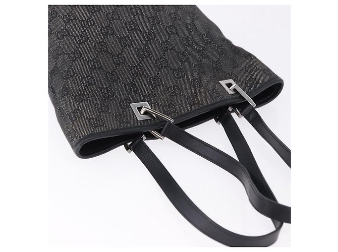 Saco Tote GUCCI GG Canvas Preto Prata 31244 Auth 192522 - vista 8