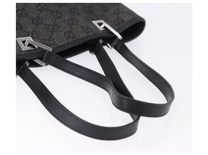 Saco Tote GUCCI GG Canvas Preto Prata 31244 Auth 192522 - vista 9