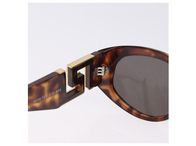 Gafas de sol Gianni Versace Plastic Brown Gold Tone Auth BA14752 Castaño - vista 10