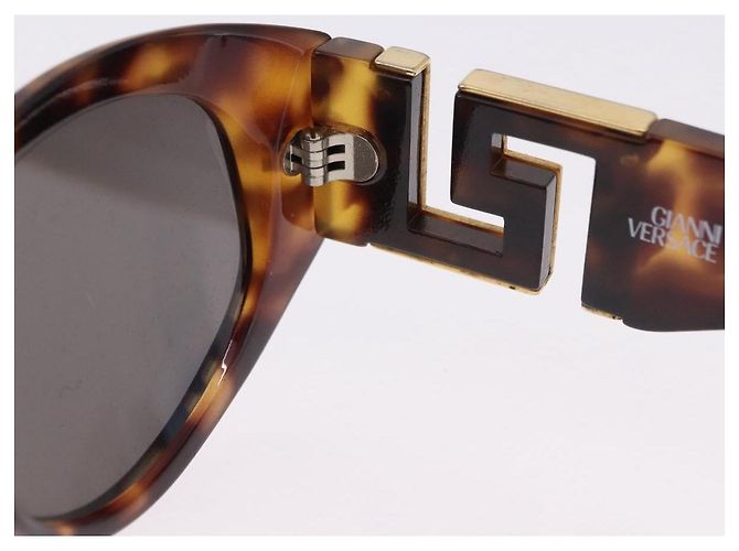 Gafas de sol Gianni Versace Plastic Brown Gold Tone Auth BA14752 Castaño - vista 9