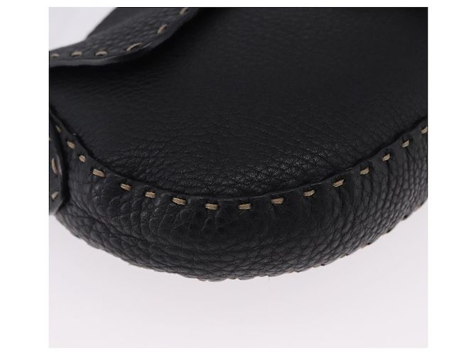 FENDI Schultertasche aus Leder Schwarz Silber Auth 192479A - Ansicht 14